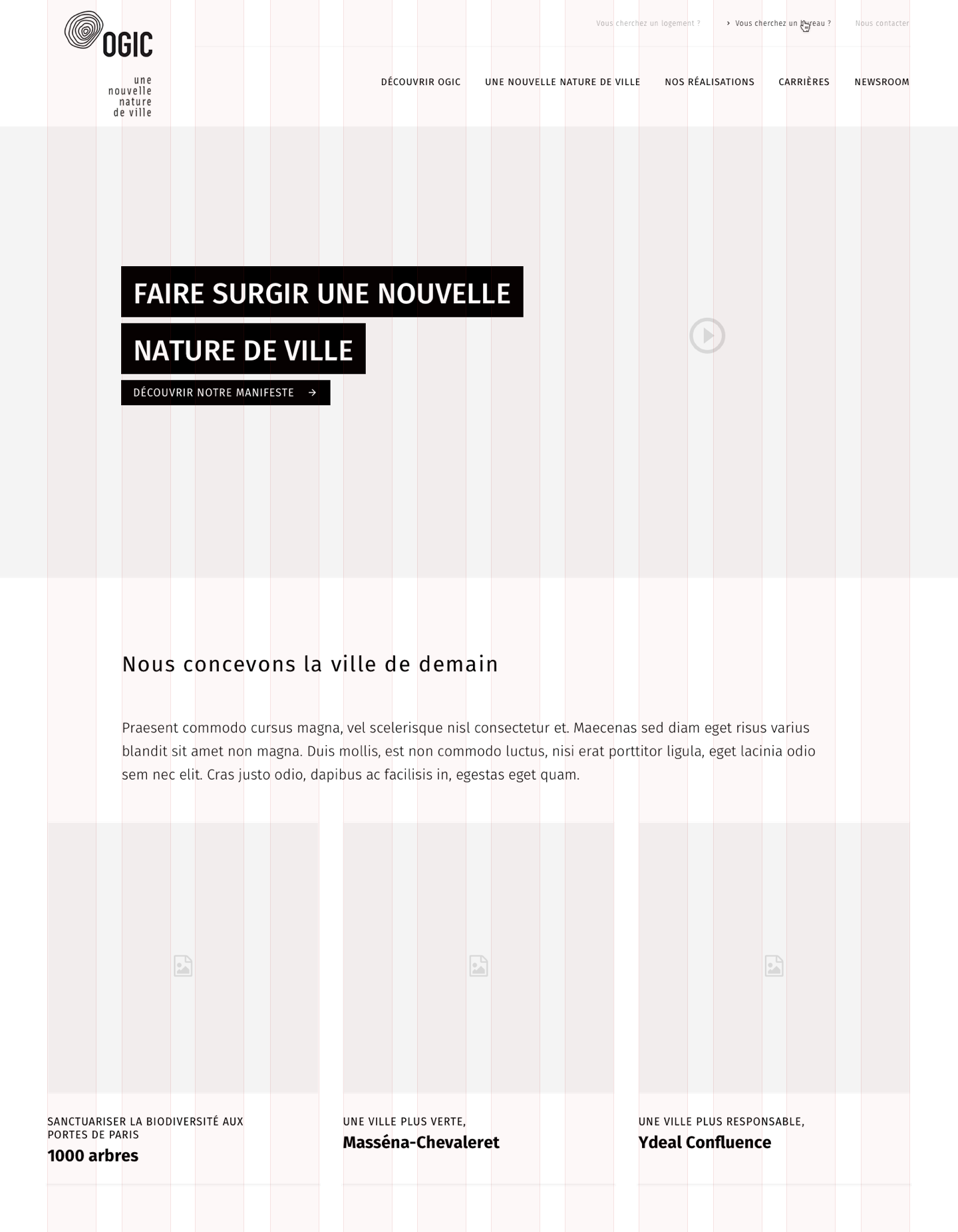 wireframe homepage site Groupe Ogic
