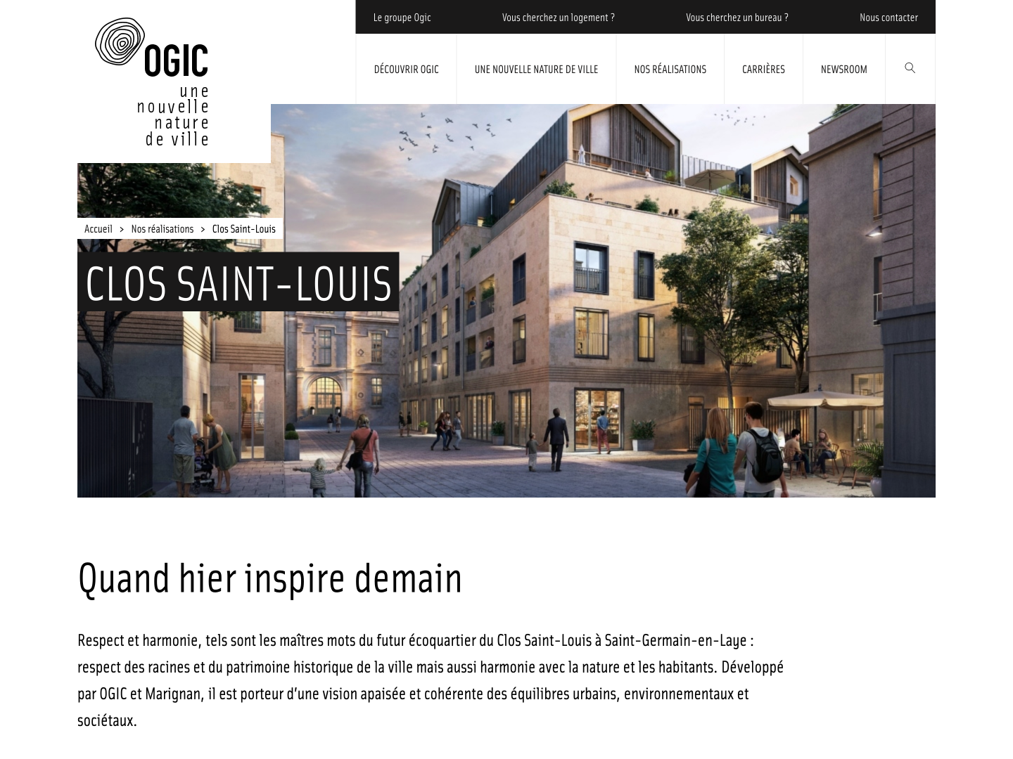 Screenshot page projet Groupe Ogic