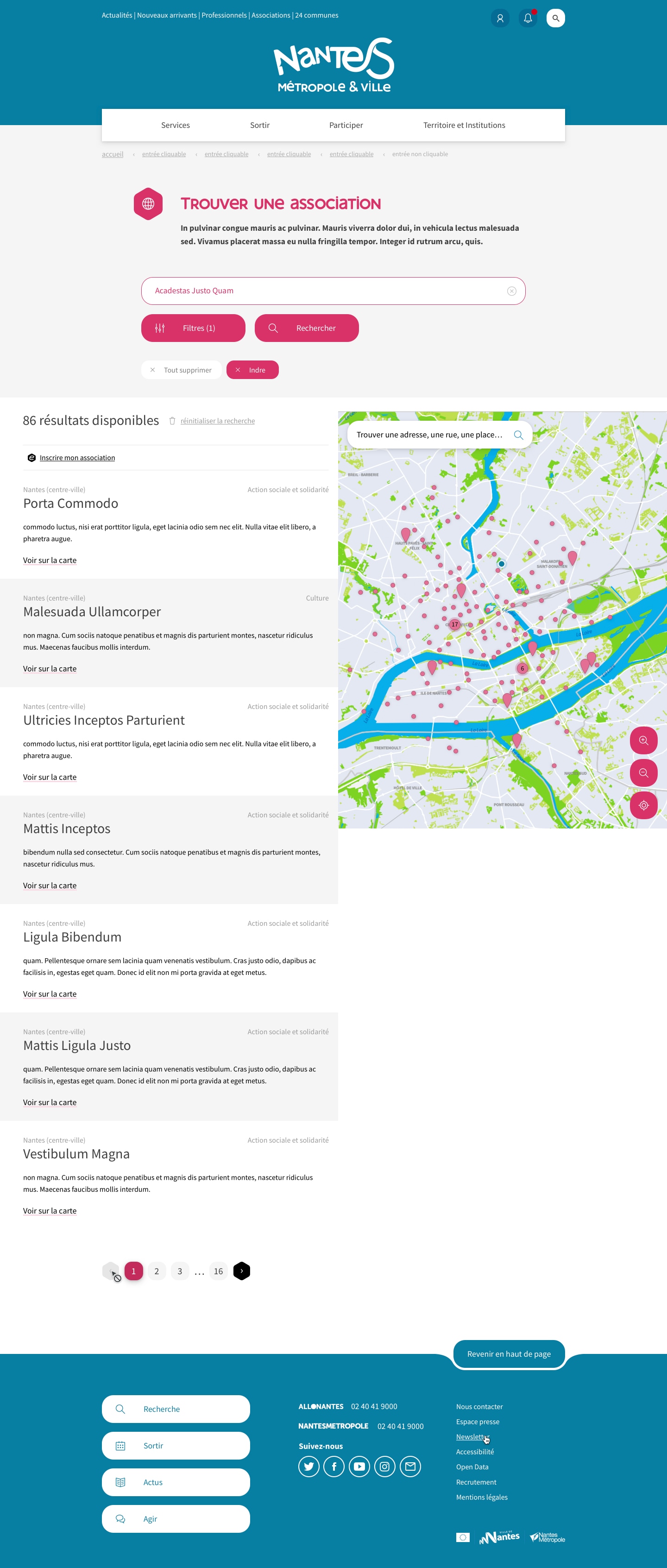 maquette UI amélioration annuaire associations metropole nantes